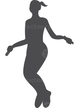 a silhouette of a woman skipping with a skipping rope