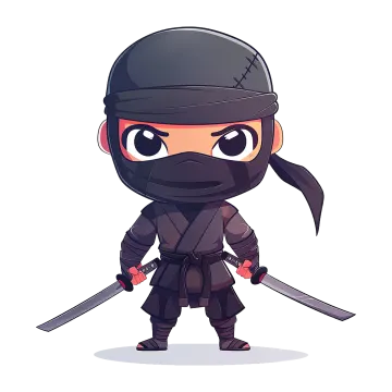 an illustration of a ninja with a sword