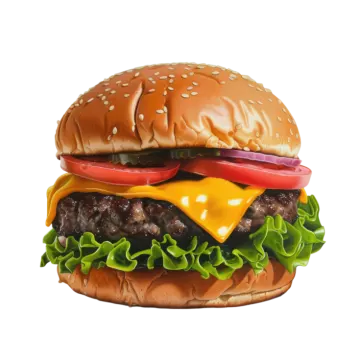 a hamburger on a white background