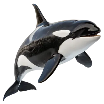 a black and white orca jumping in the air