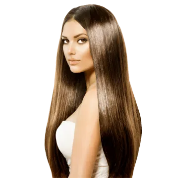 a woman with long brown hair