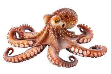 a close up of an octopus on a white background