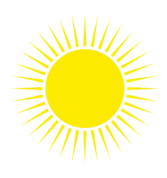 a black and white sun icon