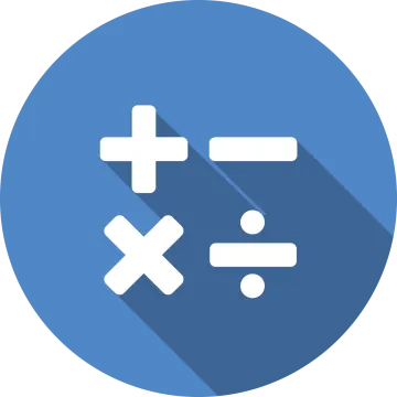 a blue circle with a white cross and a long shadow