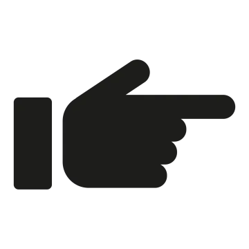 a hand pointing to the right