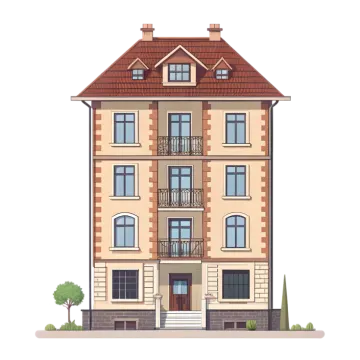 a two story apartment building with balconys and bal