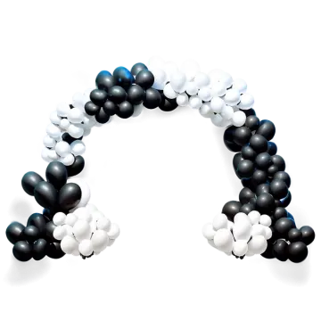 black and white balloon arch