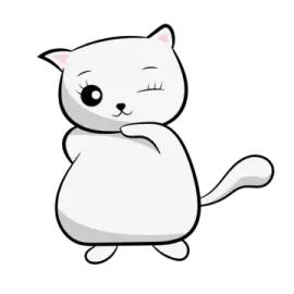 a white cat sitting down with its eyes closed