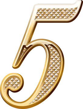 the number five in gold and diamonds