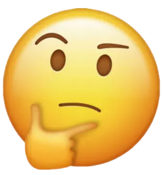 a smiley face with a finger on it's cheek