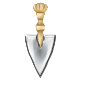 a silver shield with a gold crown on top