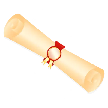 a scroll with a red ribbon on it