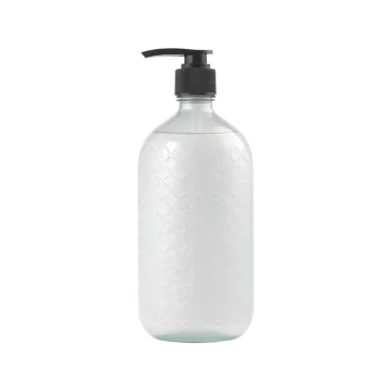 a white plastic bottle with a black pump