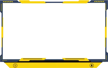 a yellow and black frame with a white background