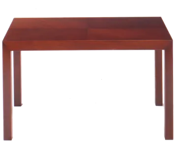 a small wooden table on a white background