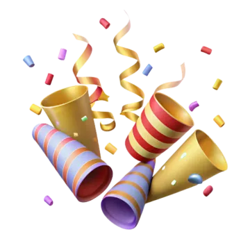 a bunch of colorful party hats with streamers