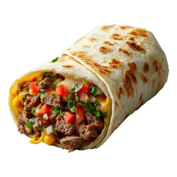 a burritoa filled with meat and vegetables