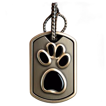 a dog tag with a paw on it