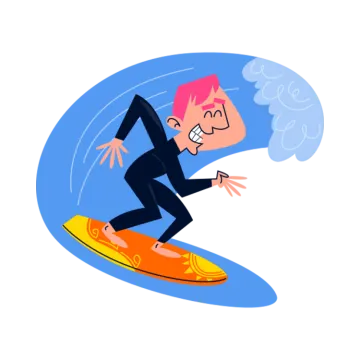 a man in a suit surfing on a surfboard