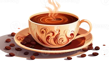 a cup of coffee and beans