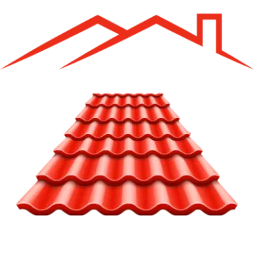 a red metal roof with a white background