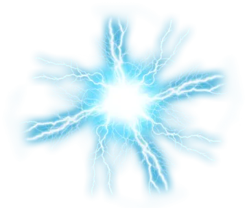 a blue lightning bolt on a white background