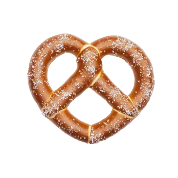 two pretzes in the shape of a heart on a white background