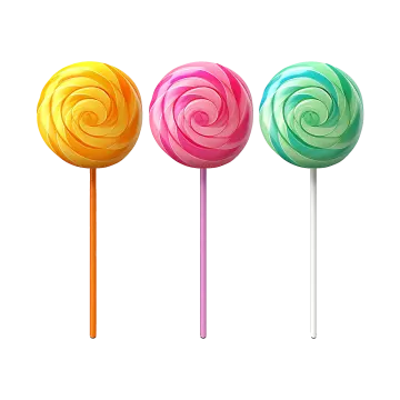 three colorful lops on a white background