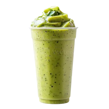 a green smoothie in a plastic cup