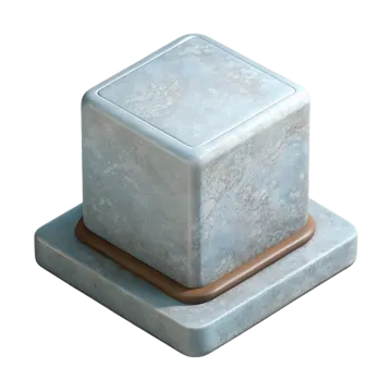 a blue marble block on a white background