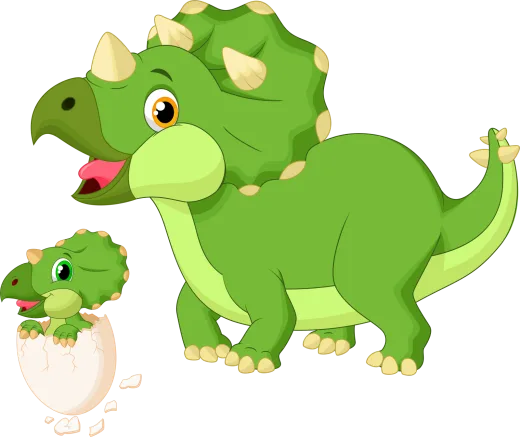 vector illustration of a cute dinosaur and a baby dinosaur