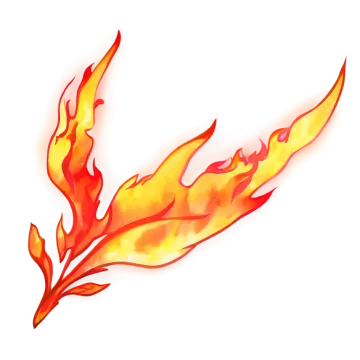 a red and yellow flame on a white background