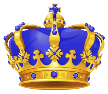 a blue and gold crown