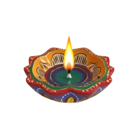 a colorfully decorated oil lamp