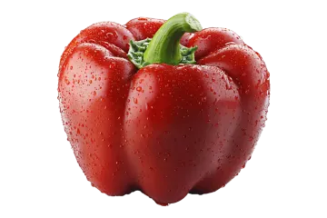 a red pepper with water droplets on it