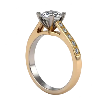 a yellow gold engagement ring with diamonds on the side