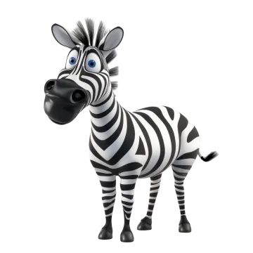 a zebra with blue eyes and black and white stripes