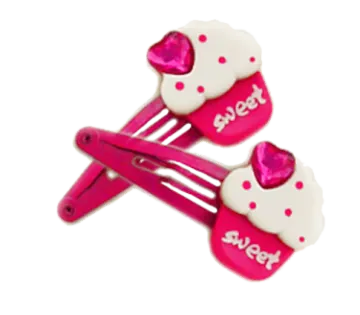 a pair of pink hair clips with hearts on them