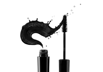 a mascara with black liquid pouring out of it