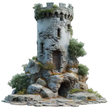 a model of a castle with trees and rocks