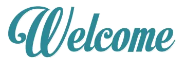 a blue welcome sign with the word welcome on it