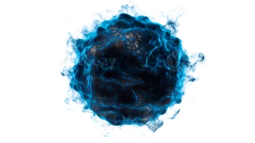 a blue smoke ball on a white background