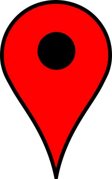 a red pin on a white background