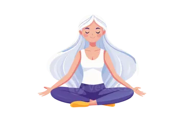 a woman sitting in the lotus position with her eyes closed