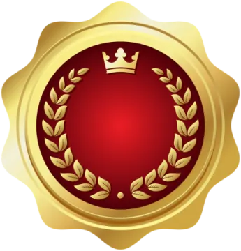 a gold seal with a crown on it