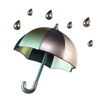an umbrella with rain drops coming out of it