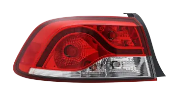the tail light of a red car
