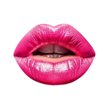 a close up of a pink lipstick on a white background