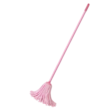 a pink broom on a white background