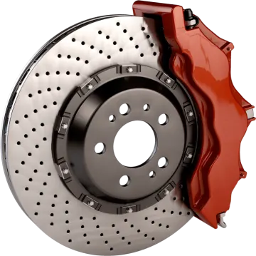 a red brake disc on a white background